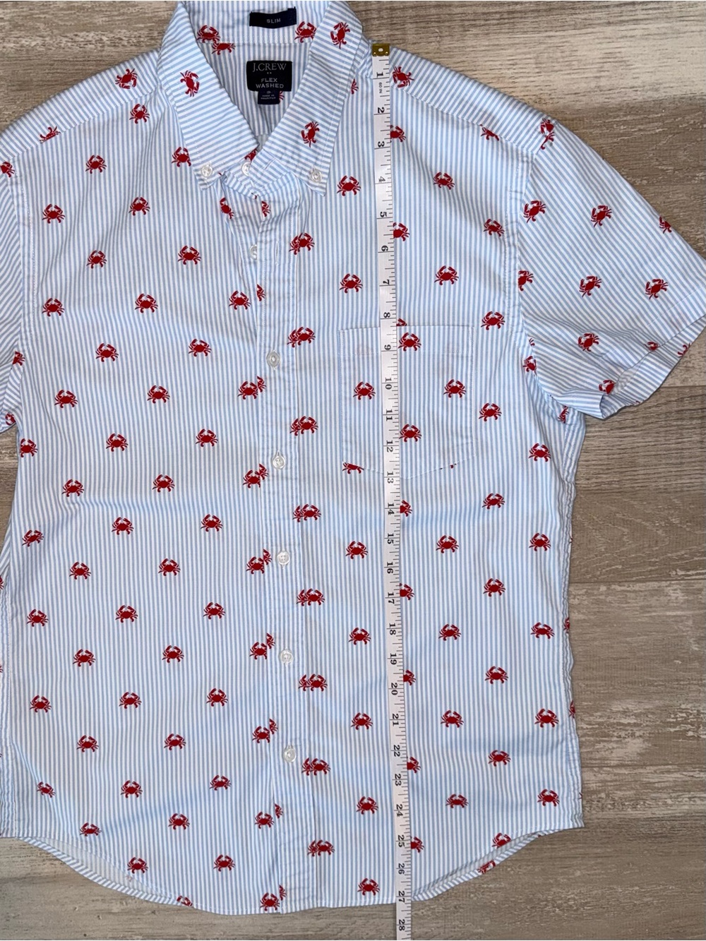 J.Crew Flex Washed Slim Fit Crab Print Button Down Shirt Coastal Nautical - Picture 8 of 10